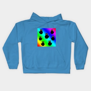 Black kitties on rainbow Kids Hoodie